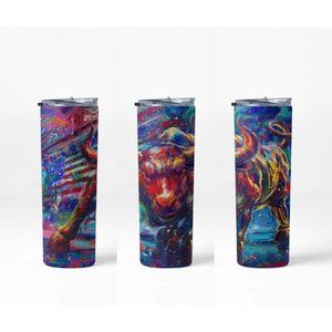 Bull Artistic Hot & Cold Stainless Steel Tumbler  - 20 oz